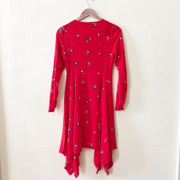 NWT INTERMIX Josie Red Floral Silk Dress 0 - Picture 5 of 6